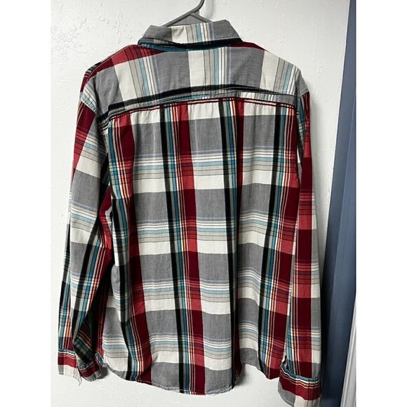 American Rag Mens Medium Plaid Button-Up Shirt 100% Cotton Red & Gray, M - Picture 2 of 4